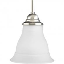 PROGRESS LIGHTING P5096-09 - Trinity Collection One-Light Brushed Nickel Etched Glass Traditional Mini-Pendant Light