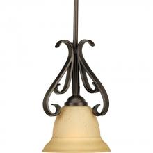 PROGRESS LIGHTING P5153-77 - Torino Collection One-Light Forged Bronze Tea-Stained Glass Transitional Mini-Pendant Light