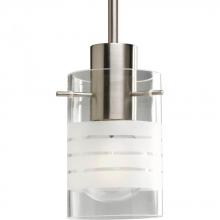 PROGRESS LIGHTING P5158-09 - Modern Pendant One-Light Brushed Nickel Clear And Etched Glass Mini-Pendant Light