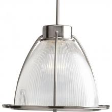 PROGRESS LIGHTING P5183-09 - Prismatic Glass Collection One-Light Brushed Nickel Clear Prismatic Glass Coastal Mini-Pendant Light