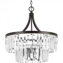 PROGRESS LIGHTING P5321-20 - Glimmer Collection Five-Light Antique Bronze Clear Glass Luxe Pendant Light