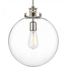 PROGRESS LIGHTING P5328-104 - Penn Collection One-Light Polished Nickel Clear Glass Farmhouse Pendant Light