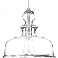 PROGRESS LIGHTING P5332-09 - Staunton Collection One-Light Brushed Nickel Clear Glass Global Pendant Light