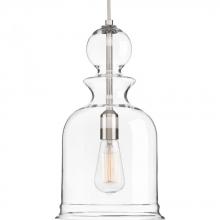 PROGRESS LIGHTING P5333-09 - Staunton Collection One-Light Brushed Nickel Clear Glass Global Pendant Light