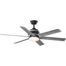 PROGRESS LIGHTING P250003-143-30 - Kaysville Collection 6-Blade Grey Weathered Wood 56-Inch DC Motor LED Urban Industrial Ceiling Fan