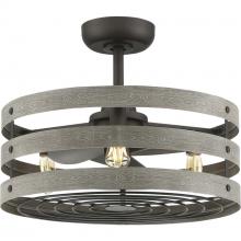 PROGRESS LIGHTING P250012-143-22 - Gulliver 23" 3-Blade Gray Weathered Faux Wood Finish Ceiling Fan with LED Bulbs