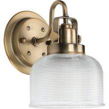 PROGRESS LIGHTING P2989-163 - Archie Collection One-Light Vintage Brass Clear Double Prismatic Glass Coastal Bath Vanity Light