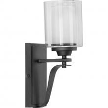 PROGRESS LIGHTING P300120-143 - Kene Collection One-Light Graphite Clear Glass Craftsman Bath Vanity Light