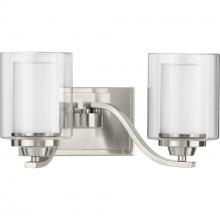 PROGRESS LIGHTING P300121-009 - Kene Collection Two-Light Brushed Nickel Clear Glass Craftsman Bath Vanity Light