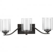 PROGRESS LIGHTING P300122-143 - Kene Collection Three-Light Graphite Clear Glass Craftsman Bath Vanity Light