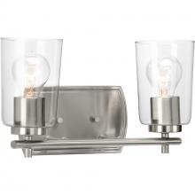 PROGRESS LIGHTING P300155-009 - Adley Collection Two-Light Brushed Nickel Clear Glass New Traditional Bath Vanity Light