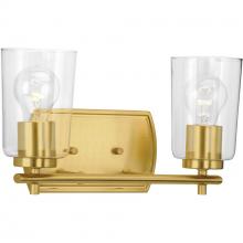 PROGRESS LIGHTING P300155-012 - Adley Collection Two-Light Satin Brass Clear Glass New Traditional Bath Vanity Light