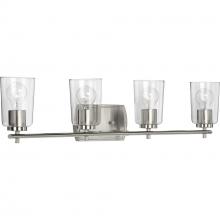 PROGRESS LIGHTING P300157-009 - Adley Collection Four-Light Brushed Nickel Clear Glass New Traditional Bath Vanity Light