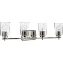 PROGRESS LIGHTING P300157-104 - Adley Collection Four-Light Polished Nickel Clear Glass New Traditional Bath Vanity Light