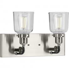 PROGRESS LIGHTING P300227-009 - Rushton Collection Two-Light Brushed Nickel Clear Glass Farmhouse Bath Vanity Light