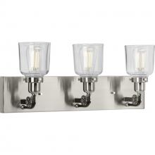 PROGRESS LIGHTING P300228-009 - Rushton Collection Three-Light Brushed Nickel Clear Glass Farmhouse Bath Vanity Light