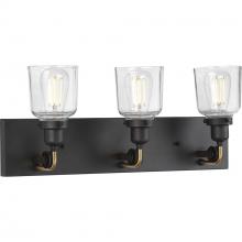 PROGRESS LIGHTING P300228-143 - Rushton Collection Three-Light Graphite Clear Glass Farmhouse Bath Vanity Light