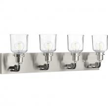 PROGRESS LIGHTING P300229-009 - Rushton Collection Four-Light Brushed Nickel Clear Glass Farmhouse Bath Vanity Light