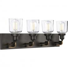 PROGRESS LIGHTING P300229-143 - Rushton Collection Four-Light Graphite Clear Glass Farmhouse Bath Vanity Light