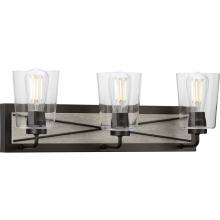 PROGRESS LIGHTING P300231-143 - Briarwood Collection Three-Light Graphite Clear Glass Coastal Bath Vanity Light