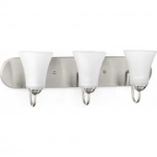 PROGRESS LIGHTING P300235-009 - Classic Collection Three-Light Brushed Nickel Etched Glass Traditional Bath Vanity Light