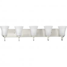 PROGRESS LIGHTING P300237-009 - Classic Collection Five-Light Brushed Nickel Etched Glass Traditional Bath Vanity Light