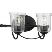 PROGRESS LIGHTING P300254-031 - Bowman Collection Two-Light Matte Black Clear Chiseled Glass Coastal Bath Vanity Light