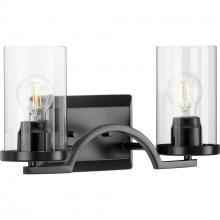 PROGRESS LIGHTING P300257-031 - Lassiter Collection Two-Light Matte Black Clear Glass Modern Bath Vanity Light