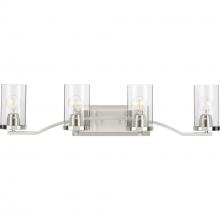 PROGRESS LIGHTING P300259-009 - Lassiter Collection Four-Light Brushed Nickel Clear Glass Modern Bath Vanity Light