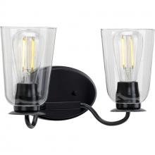 PROGRESS LIGHTING P300262-031 - Durrell Collection Two-Light Matte Black Clear Glass Coastal Bath Vanity Light