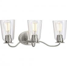 PROGRESS LIGHTING P300263-009 - Durrell Collection Three-Light Brushed Nickel Clear Glass Coastal Bath Vanity Light