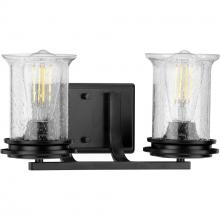 PROGRESS LIGHTING P300273-031 - Winslett Collection Two-Light Matte Black Clear Seeded Glass Coastal Bath Vanity Light