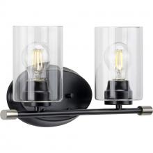 PROGRESS LIGHTING P300277-031 - Riley Collection Two-Light Matte Black Clear Glass Modern Bath Vanity Light