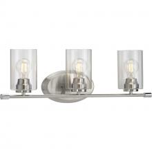 PROGRESS LIGHTING P300278-009 - Riley Collection Three-Light Brushed Nickel Clear Glass Modern Bath Vanity Light