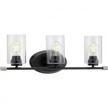 PROGRESS LIGHTING P300278-031 - Riley Collection Three-Light Matte Black Clear Glass Modern Bath Vanity Light