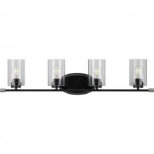 PROGRESS LIGHTING P300279-031 - Riley Collection Four-Light Matte Black Clear Glass Modern Bath Vanity Light