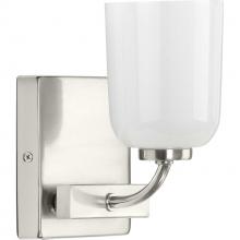 PROGRESS LIGHTING P300280-009 - Moore Collection One-Light Brushed Nickel White Opal Glass Luxe Bath Vanity Light