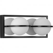 PROGRESS LIGHTING P300311-031-30 - Pearl LED Collection Two-Light Matte Black and Opal Glass Modern Style Bath Vanity Wall Light