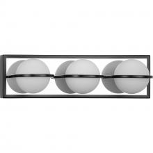 PROGRESS LIGHTING P300312-031-30 - Pearl LED Collection Three-Light Matte Black and Opal Glass Modern Style Bath Vanity Wall Light