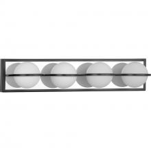 PROGRESS LIGHTING P300313-031-30 - Pearl LED Collection Four-Light Matte Black Opal Glass LED Modern Style Bath Vanity Light