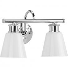 PROGRESS LIGHTING P300315-015 - Ashford Collection Two-Light Polished Chrome and Opal Glass Farmhouse Style Bath Vanity Wall Light