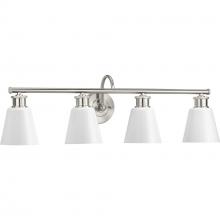 PROGRESS LIGHTING P300317-009 - Ashford Collection Four-Light Brushed Nickel and Opal Glass Farmhouse Style Bath Vanity Wall Light