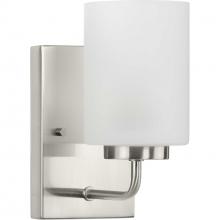 PROGRESS LIGHTING P300327-009 - Merry Collection One-Light Brushed Nickel and Etched Glass Transitional Style Bath Vanity Wall Light