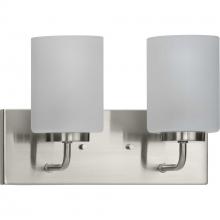 PROGRESS LIGHTING P300328-009 - Merry Collection Two-Light Brushed Nickel and Etched Glass Transitional Style Bath Vanity Wall Light