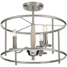 PROGRESS LIGHTING P350150-009 - Durrell Collection Brushed Nickel Semi-Flush Convertible