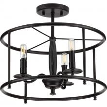 PROGRESS LIGHTING P350150-031 - Durrell Collection Black Semi-Flush Convertible