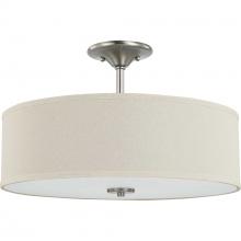 PROGRESS LIGHTING P350168-009 - Inspire Collection Brushed Nickel Three-Light 18" Semi-Flush Mount