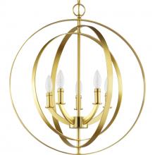 PROGRESS LIGHTING P3841-12 - Equinox Collection Satin Brass Five-Light Sphere Pendant