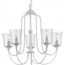 PROGRESS LIGHTING P400194-151 - Bowman Collection Five-Light Cottage White Clear Chiseled Glass Coastal Chandelier Light