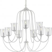 PROGRESS LIGHTING P400196-151 - Bowman Collection Nine-Light Cottage White Clear Chiseled Glass Coastal Chandelier Light